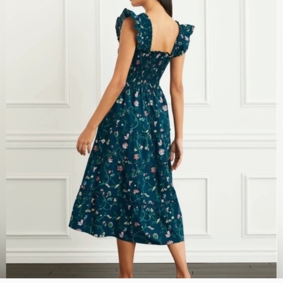 Hill House Teal Floral Midi Dress - Picture 7 of 10